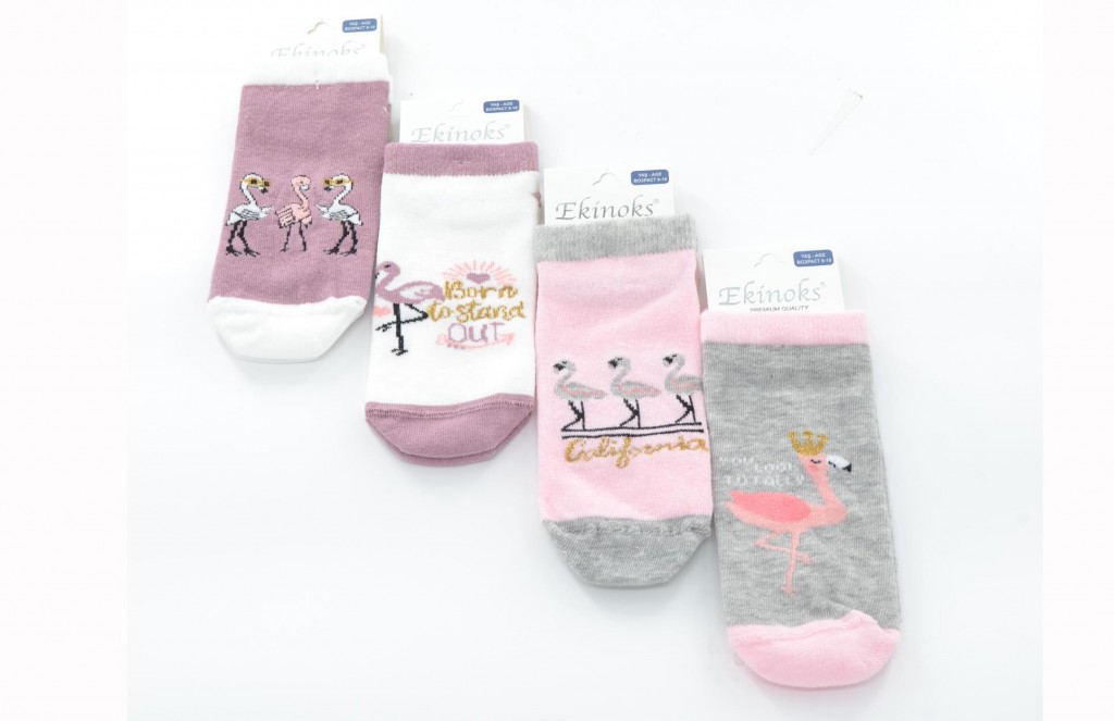 Ekinoks 4 Lü Darlene Flamingo Desenli Kız Çocuk Patik Çorap
