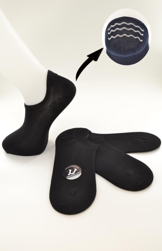 Ekmen Erkek 4 Lü Düz Renk Kaymaz Silikon Bantlı Patik Çorap