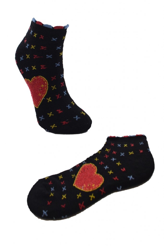 Havlu Patik Çorap Kadın Desenli Pamuk