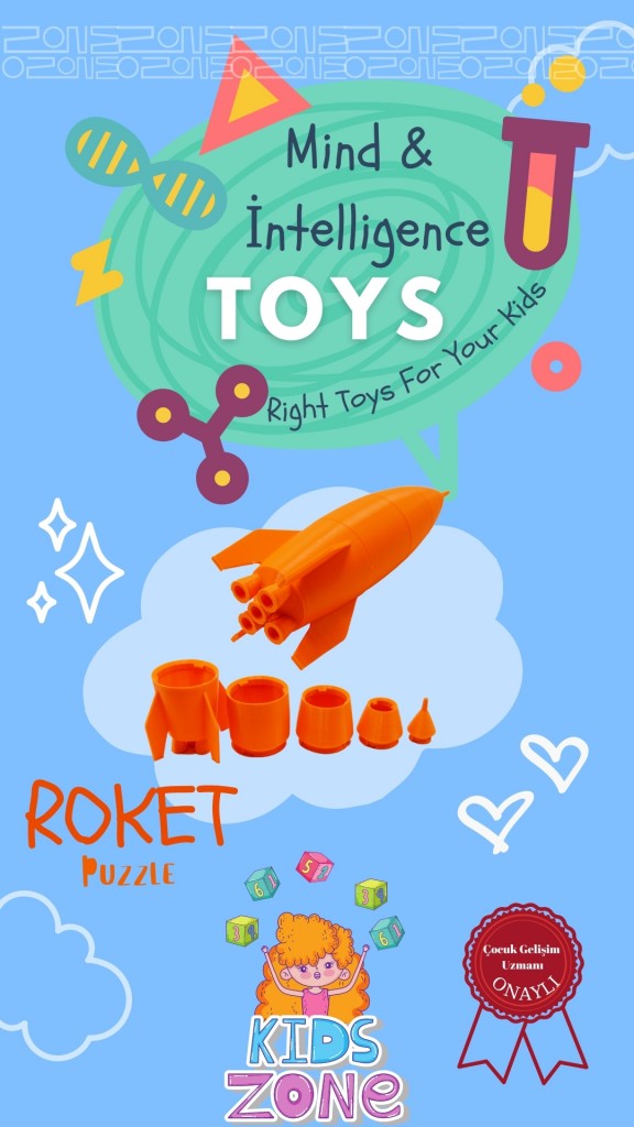 Roket Puzzle 5 Parça  Akıl Ve Zeka Oyunu Organik Fidget Duyusal Eğitici
