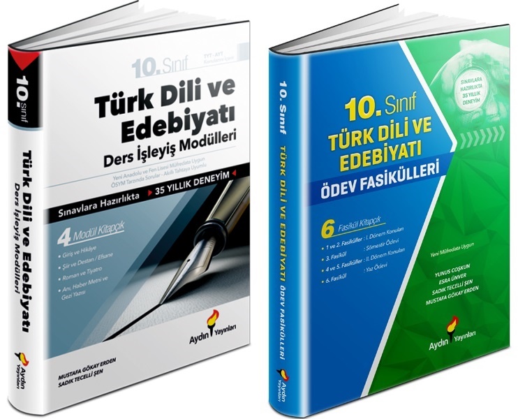 Aydın 2024 10. Sınıf Türk Dili Ders İşleyiş + Ödev Fasikülleri Seti 2 Kitap