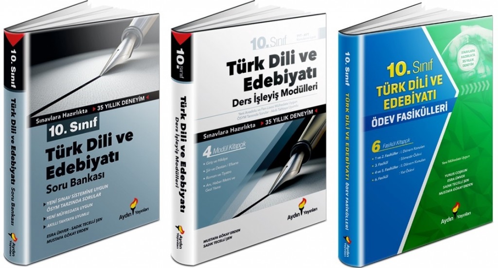 Aydın 2024 10. Sınıf Türk Dili Soru + Ders İşleyiş + Ödev Fasikülleri Seti 3 Kitap