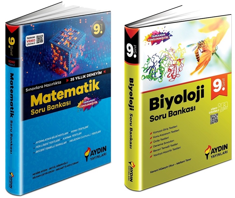 Aydın 2024 9. Sınıf Matematik + Biyoloji Soru Bankası Seti 2 Kitap