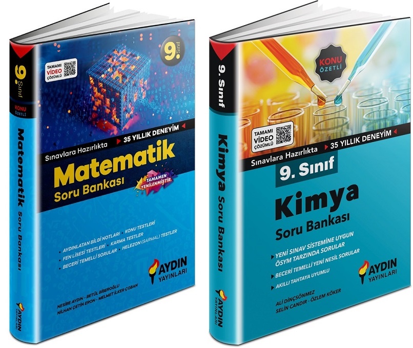 Aydın 2024 9. Sınıf Matematik + Kimya Soru Bankası Seti 2 Kitap
