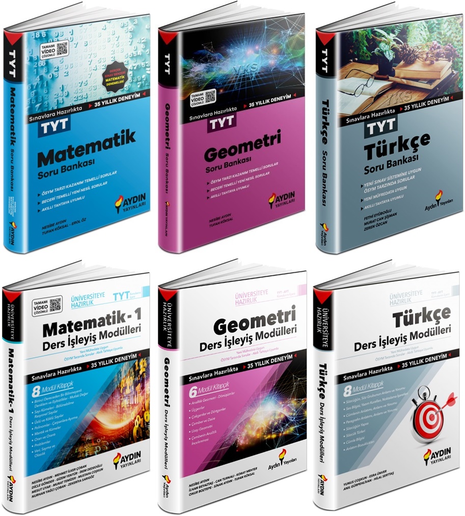 Aydın 2024 Tyt Matematik + Geometri + Türkçe Soru + Ders İşleyiş Seti 6 Kitap