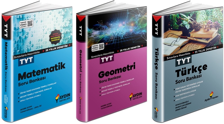 Aydın 2024 Tyt Matematik + Geometri + Türkçe Soru Seti 3 Kitap