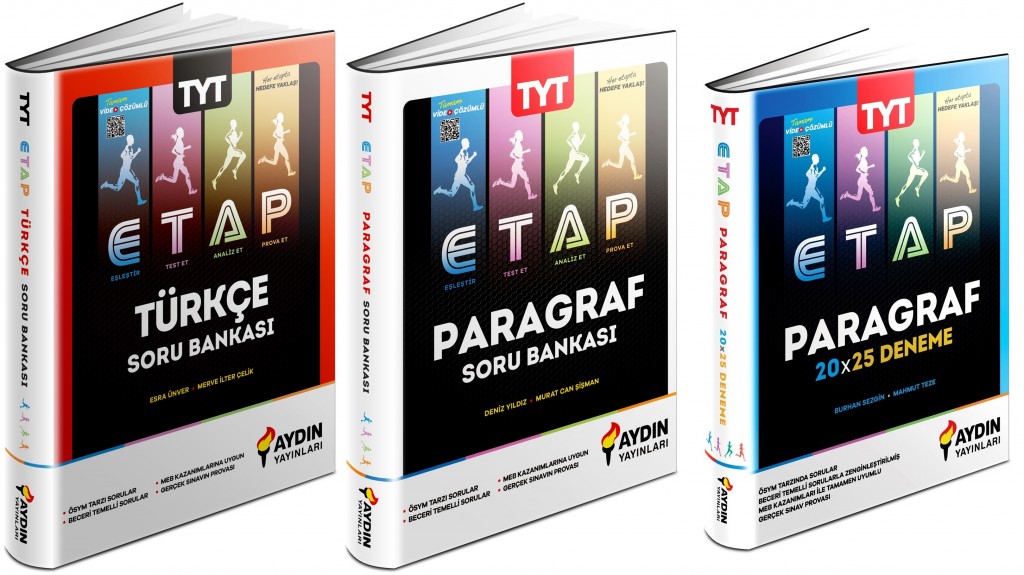 Aydın 2025 Tyt Etap Türkçe Soru + Paragraf Soru + Paragraf Deneme Seti 3 Kitap