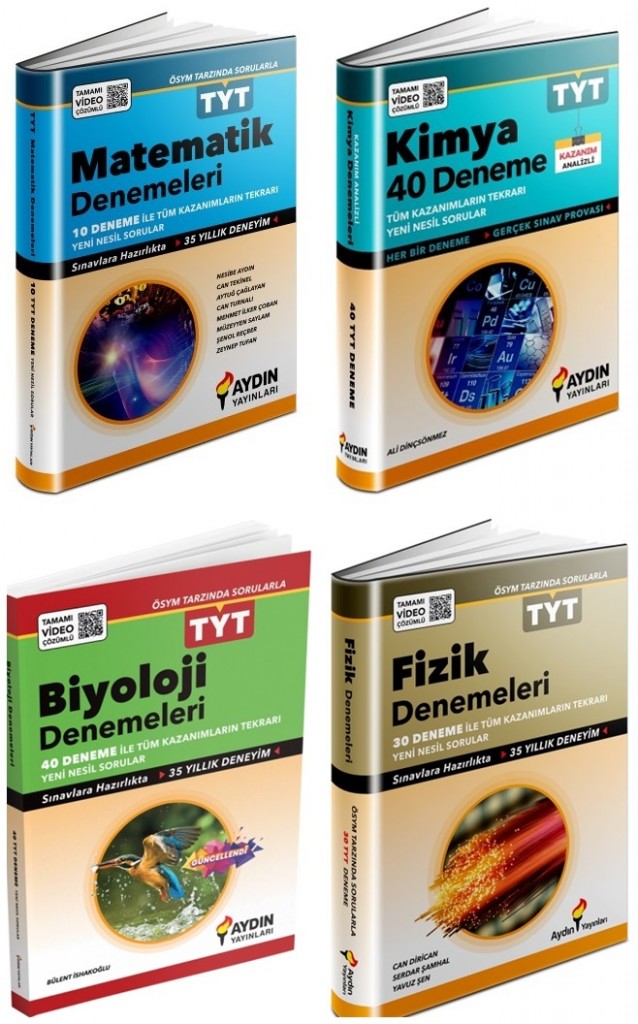 Aydın 2025 Tyt Matematik + Fizik + Kimya + Biyoloji Deneme Seti 4 Kitap
