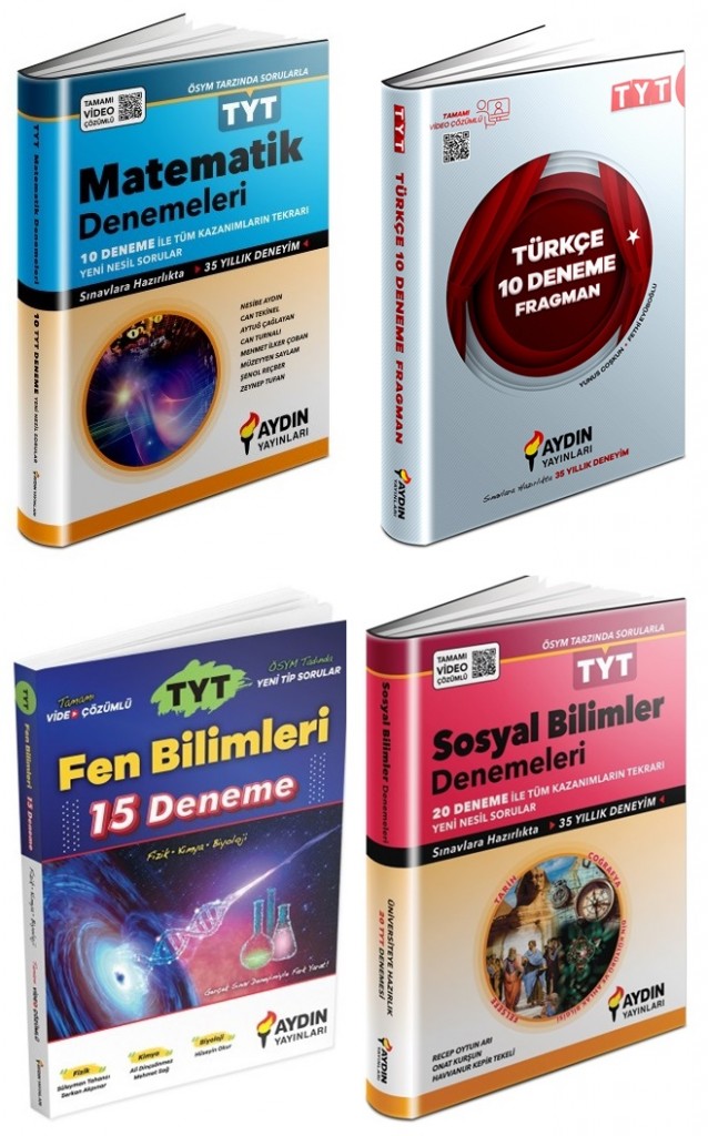 Aydın 2025 Tyt Matematik + Türkçe + Sosyal + Fen Deneme Seti 4 Kitap