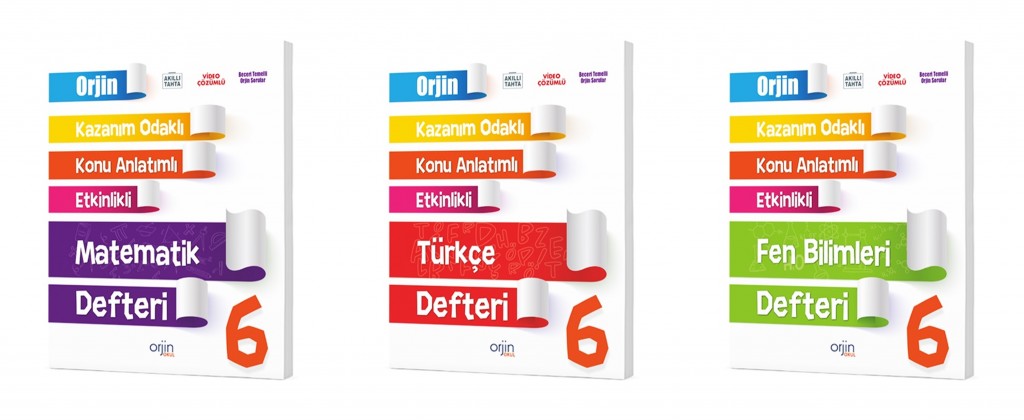Orjin Okul 2024 6. Sınıf Matematik + Fen + Türkçe Defter Seti 3 Kitap