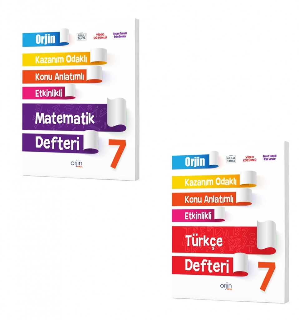 Orjin Okul 2024 7. Sınıf Matematik + Türkçe Defter Seti 2 Kitap