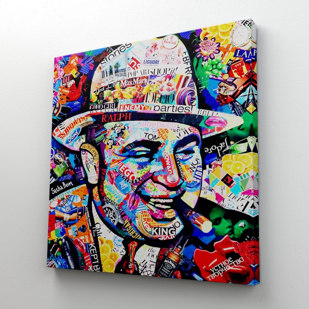 Al Capone Bansky Ünlü Sabıka Fotoğrafı Kanvas Tablo, Ünlü Mafya Patronu Karışık/Çok Renkli 50 X 50