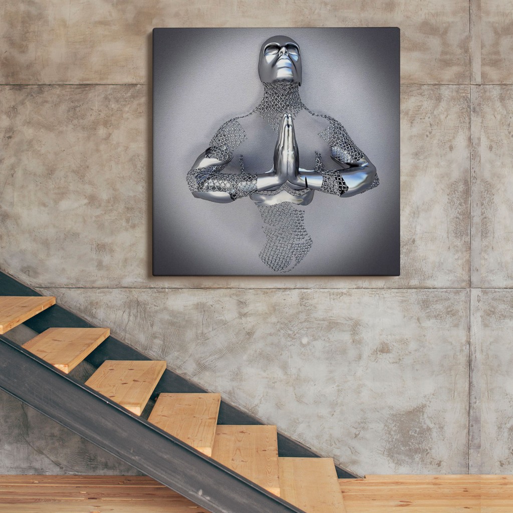 Aşk Sanatı, 3D Gri Ve Gümüş  Metalik Efektli Kanvas Tablo Karışık/Çok Renkli 70 X 70