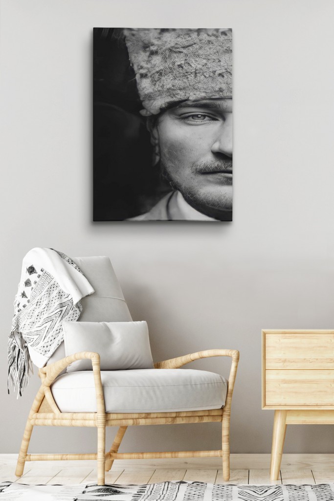 Atatürk Portre Tablosu Mustafa Kemal Atatürk Dikdörtgen Dekoratif Kanvas Tablo Beyaz 50 X 70