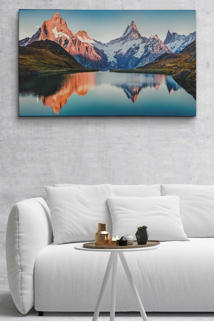 Bachalpsee Gölü Ve İsviçre Alpleri Dekoratif Kanvas Duvar Tablosu Karışık 125 X 70