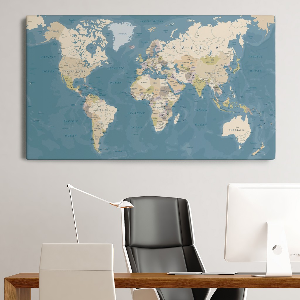 Dünya Haritası  Dekoratif Kanvas Tablo 1040 ( Tek Parça ) Karışık 150 X 85