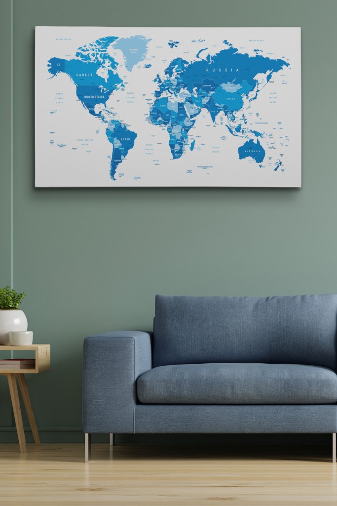 Dünya Haritası  Dekoratif Kanvas Tablo 1051 Karışık 150 X 85