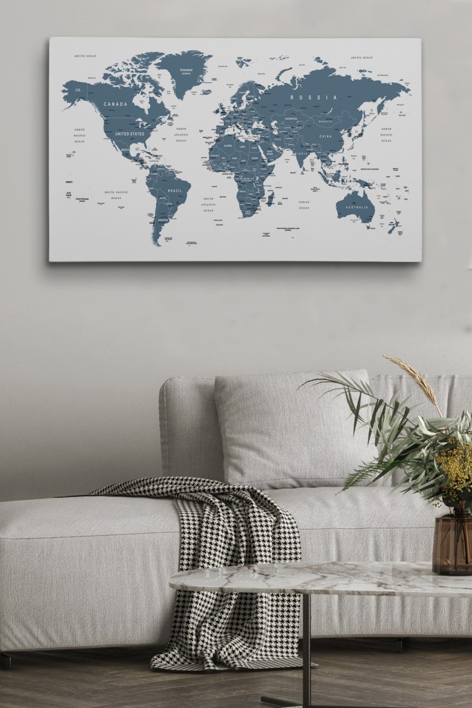 Dünya Haritası  Dekoratif Kanvas Tablo 1062 Karışık 150 X 85