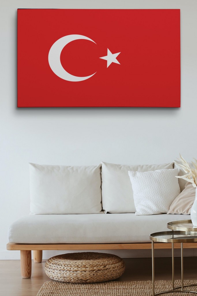 Türk Bayrağı Dekoratif Kanvas Duvar Tablosu Karışık 150 X 85