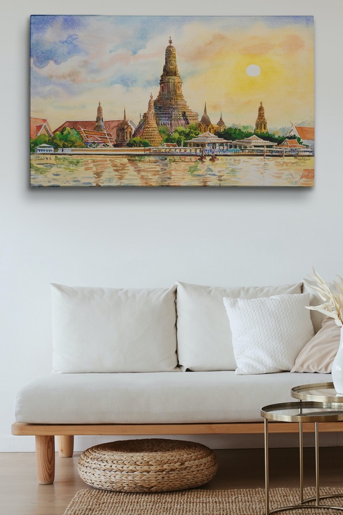 Wat Arun Tapınağı Tayland Bangkok Dekoratif Kanvas Tablo Karışık 150 X 85