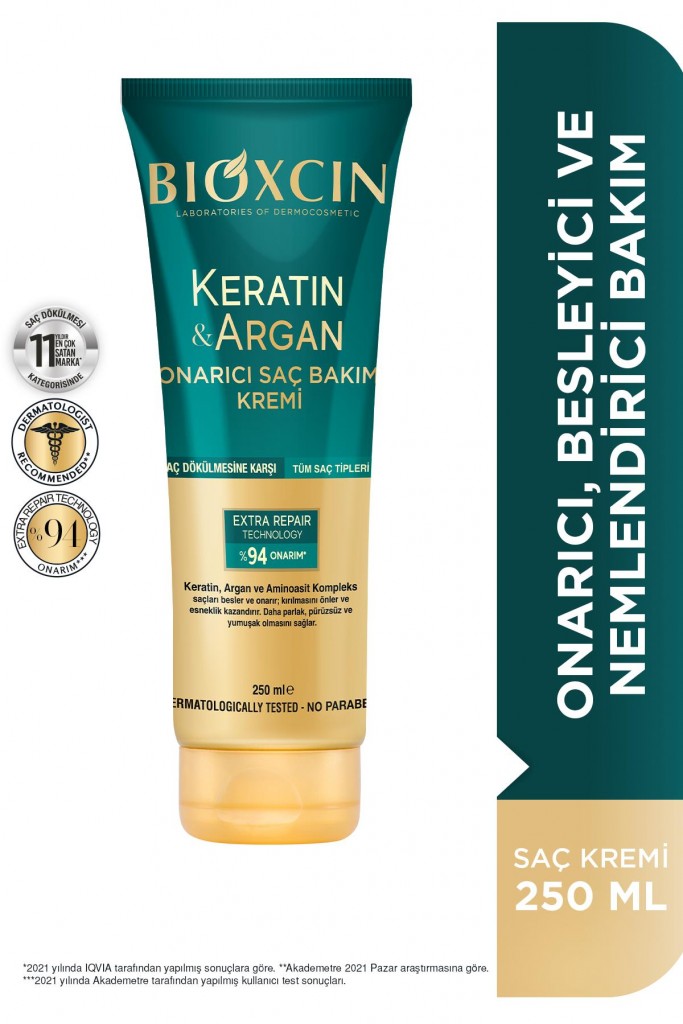 Bioxcin Keratin Argan Onarıcı Saç Bakım Kremi 250Ml