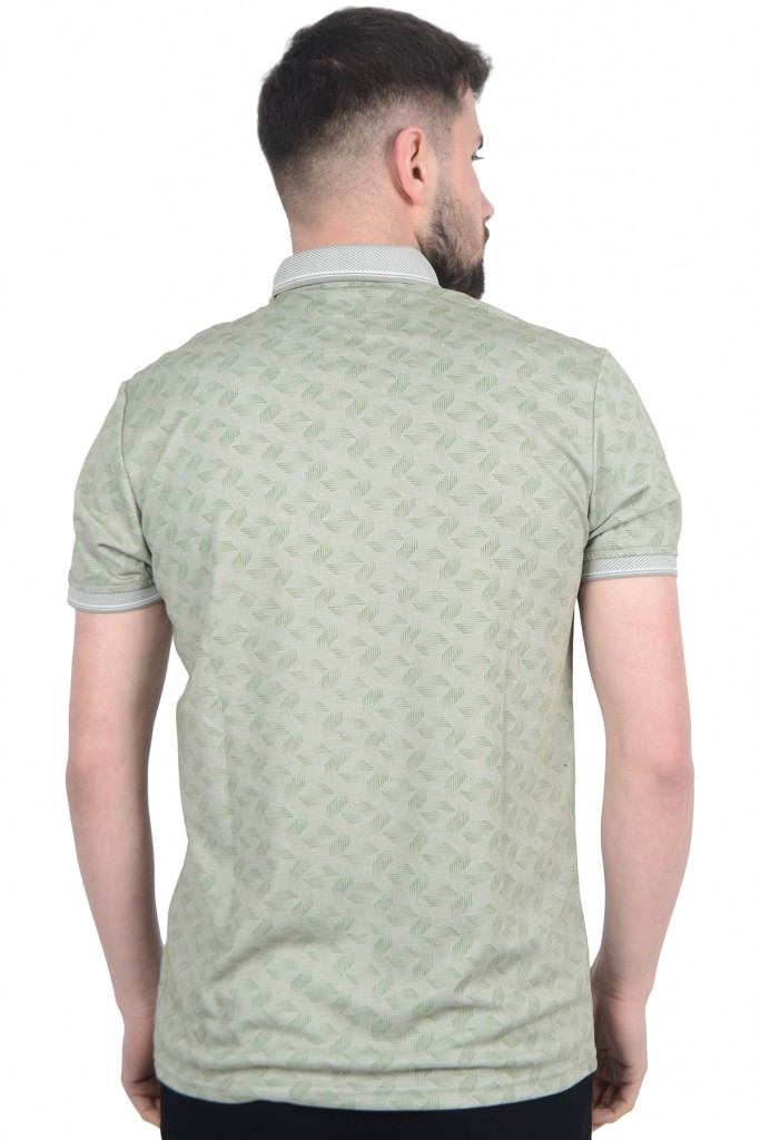 Cengiz İnler Geometrik Desen Erkek Polo Yaka T-Shirt