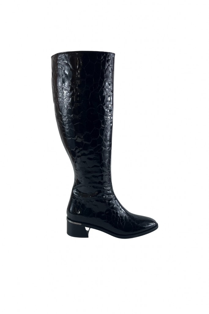 La Scada 1038 Siyah Kroko Kadın Topuklu Çizme 