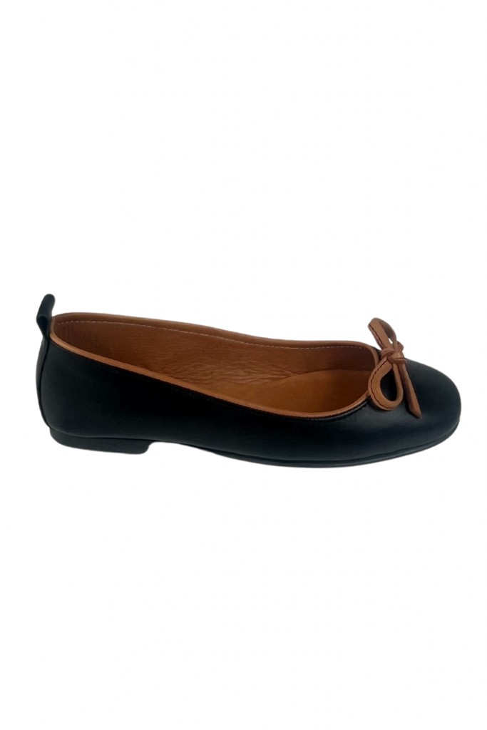 La Scada H1772 Siyah Hakiki Deri Kadın Babet Ayakkabı