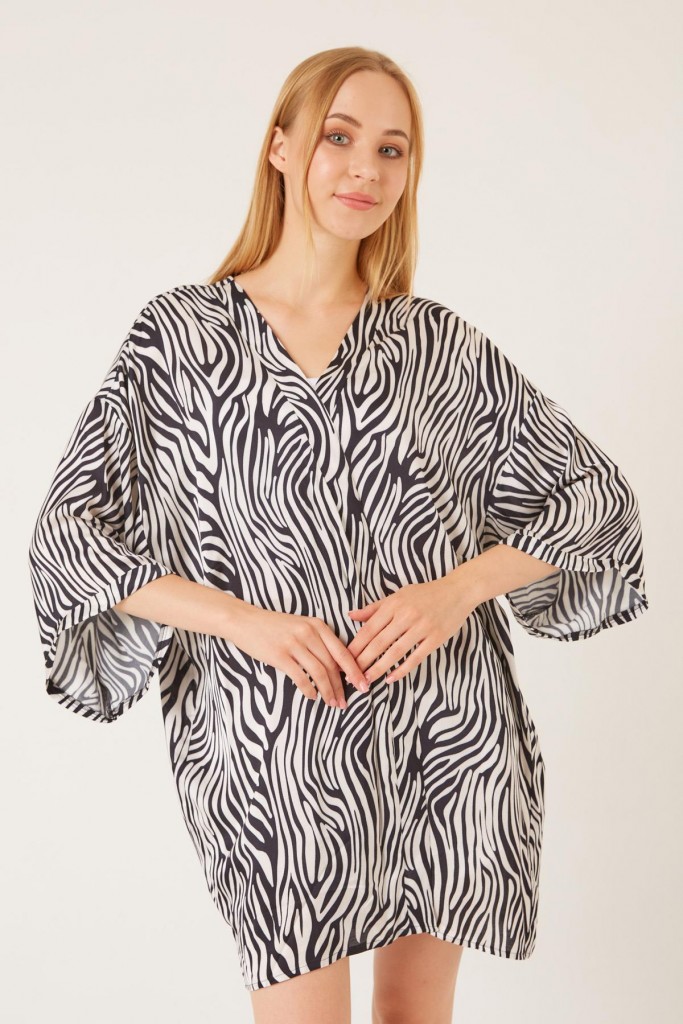 Zebra Desenli Kimono Ceket
