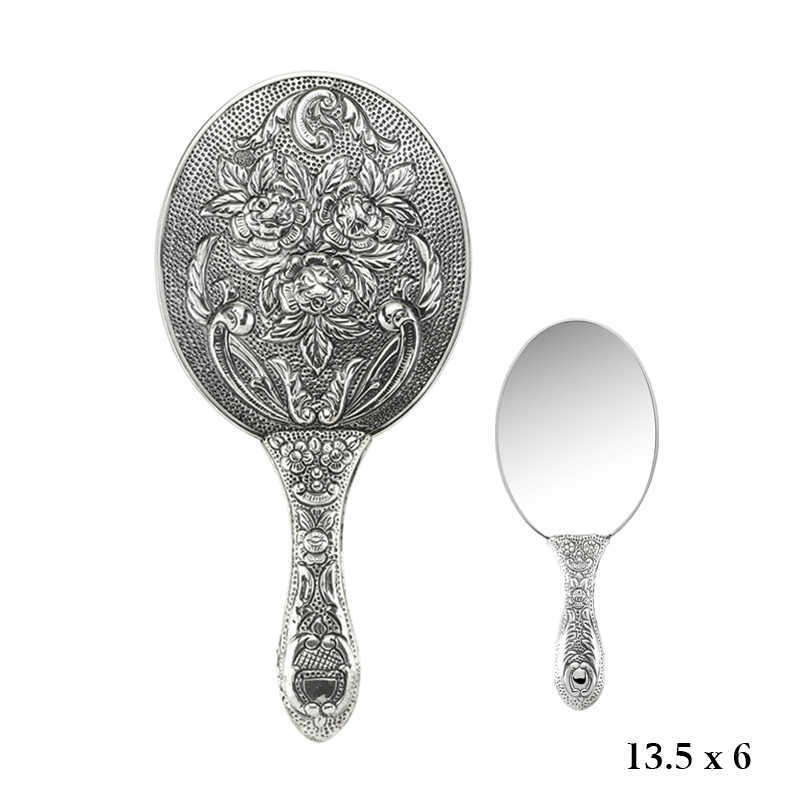 925 Ayar Gümüş Gül Motifli El Aynası