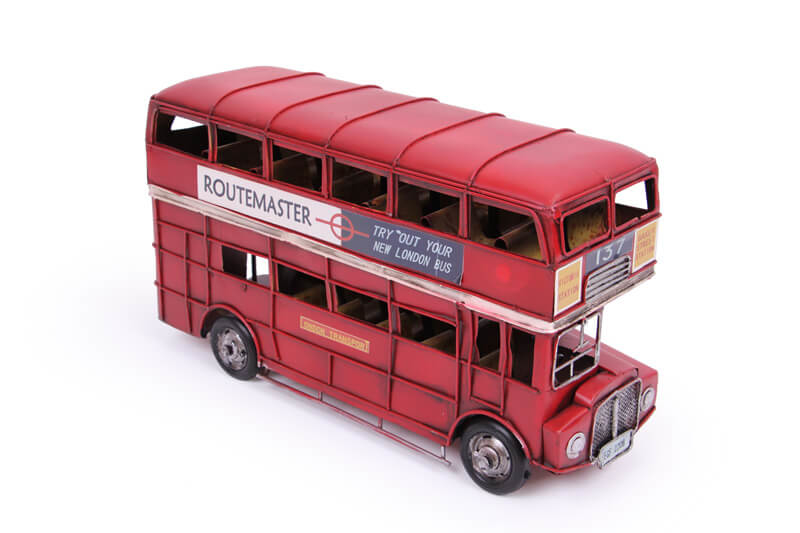 Dekoratif Metal Araba Londra Şehir Otobüsü