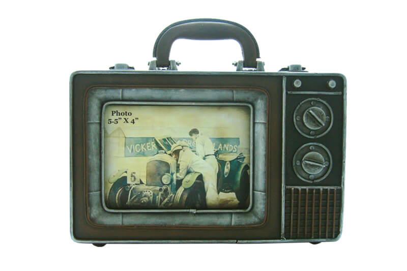 Dekoratif Metal Çerçeve Televizyon Temalı Vintage Hediyelik