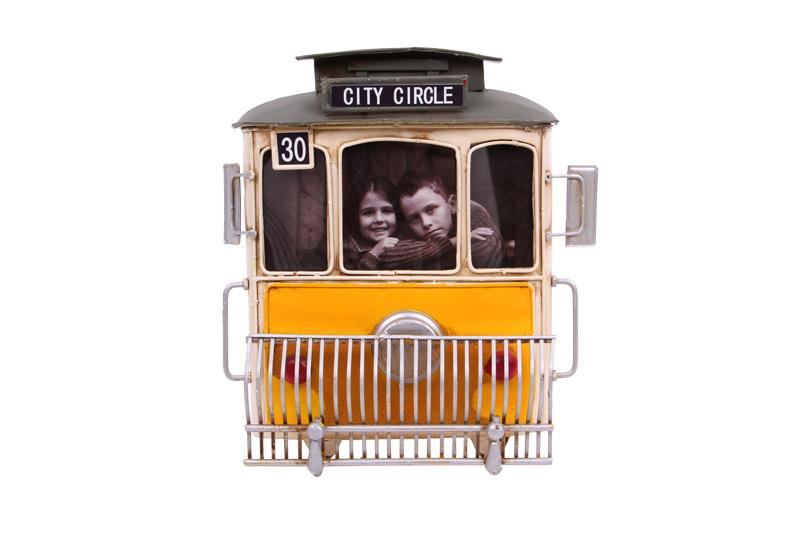 Dekoratif Metal Çerçeve Tramvay Temalı Vintage Hediyelik