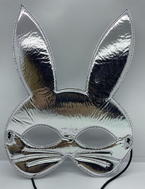 Gümüş Renk Kumaş Malzemeden İmal Tavşan Maskesi 25X17 Cm