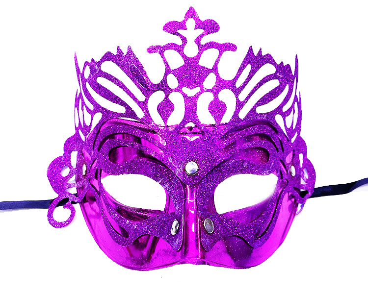 Metalik Fuşya Pembe Renk Masquerade Kelebek Simli Parti Maskesi 23X14 Cm