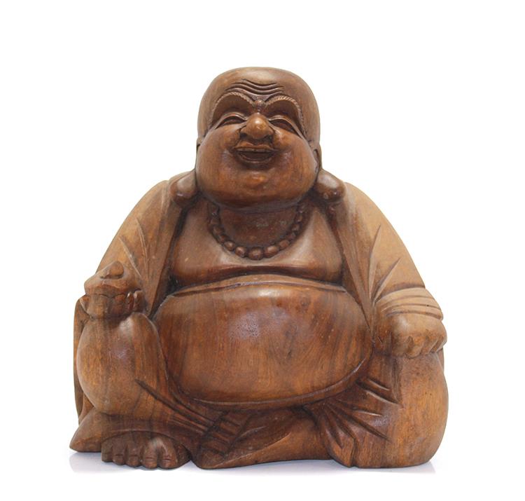 Oturan Ahşap Buda 30 Cm Dekoratif Hediyelik