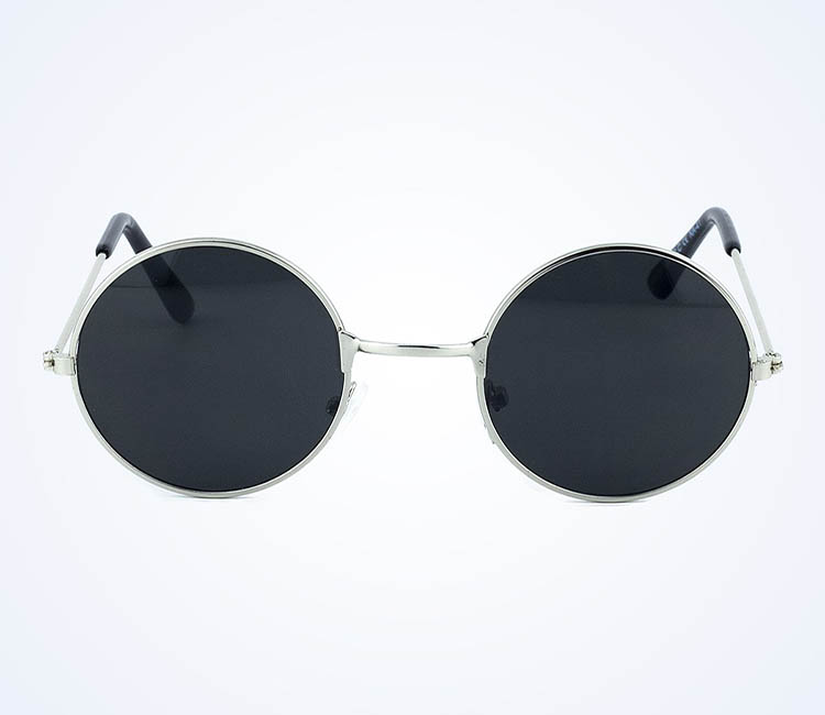 Parti Yuvarlak Cam John Lennon Tarzı Gümüş Çerçeveli Siyah Gözlük