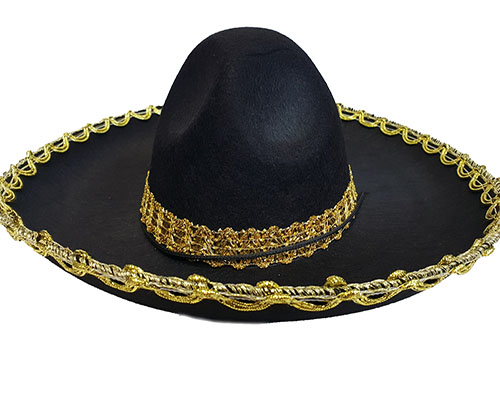 Altın Renk Şeritli Meksika Latin Şapkası 55 Cm Çocuk