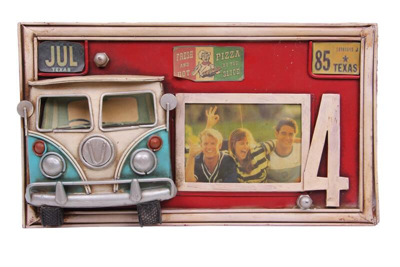 Dekoratif Metal Çerçeve Minibüs Dekorlu Vintage Hediyelik
