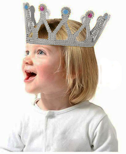 Gümüş Renk Çocuk Ve Yetişkin Uyumlu Kraliçe Tacı Prenses Tacı 8X25 Cm