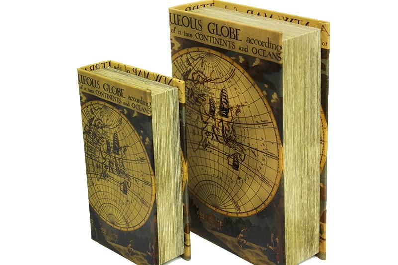Kutu Kitap Harita 2'Li Set Dekoratif Hediyelik