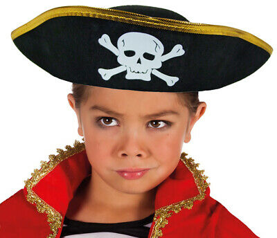 Parti Aksesuar Altın Şeritli Çocuk Boy Yayvan Korsan Şapkası