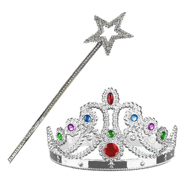 Parti Aksesuar Gümüş Renk Metalize Prenses Tacı Ve Metalize Prenses Yıldız Asası