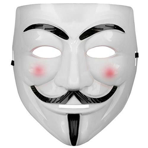 Parti Beyaz Renk Pembe Yanaklı İthal V For Vendetta Maskesi