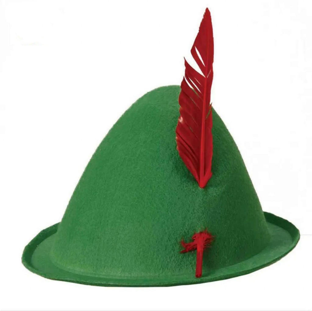Yeşil Renk Kırmızı Tüylü Şapka 24X23 Cm