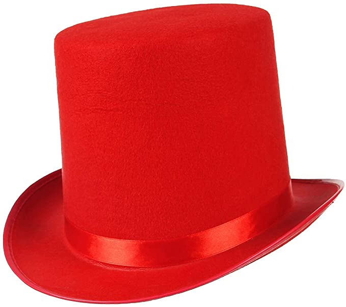 Yetişkinler İçin Kırmızı Renk Sihirbaz Şapkası Fötr Şapka 15 Cm
