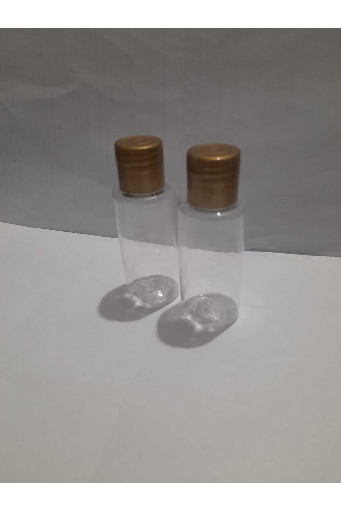 50 Adet Mini Boş Plastik Mini Şişe .Gold Kapak.şampuan Duş Jeli Saç Kremi Kuaför Malzemesi