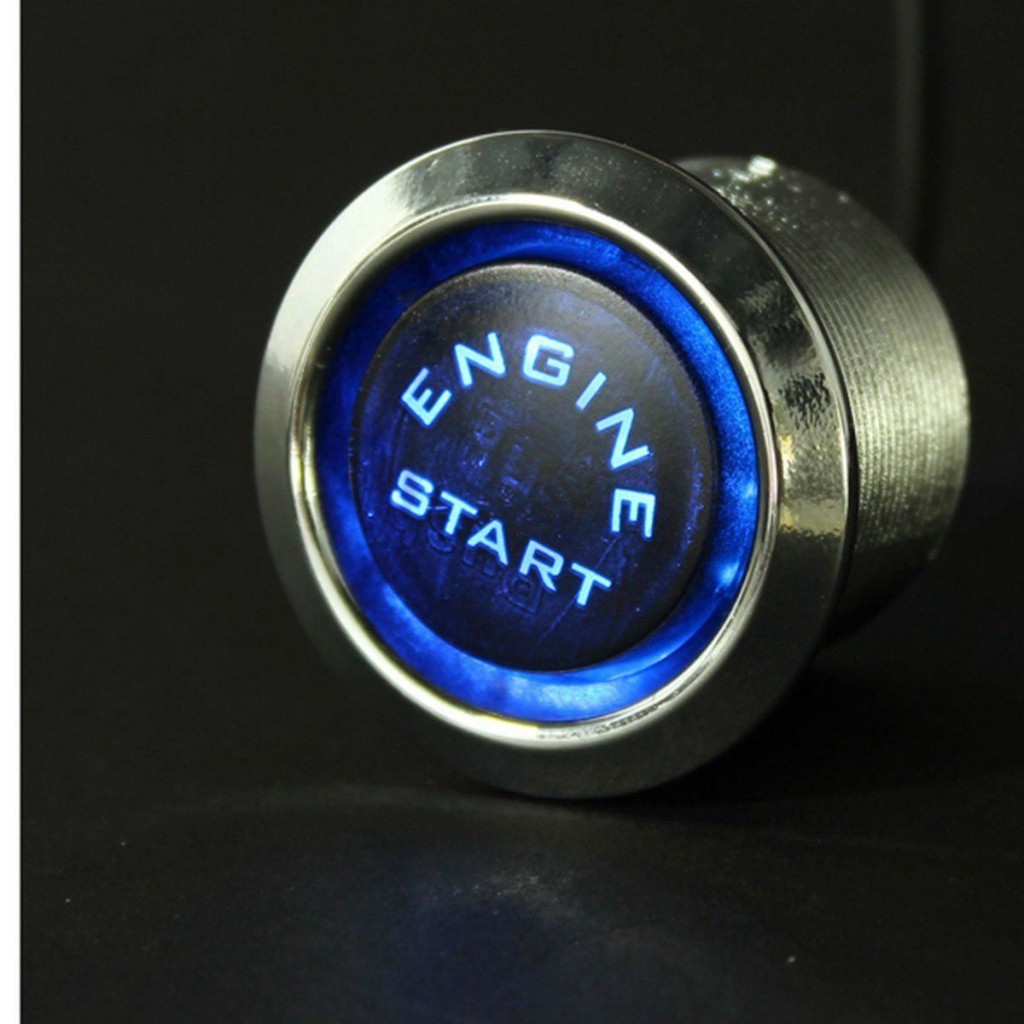 12V Araba Uyumlu Motoru Başlat Basmalı Düğme Anahtarı Ateşleme Marş Kiti Mavi Led Evrensel Parça