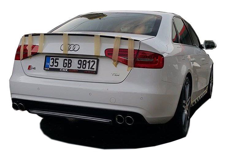 Audi A4 Uyumlu B8 Makyajlı 2012 - 2016 S4 Arka Tampon Eki - Difüzör (Plastik)