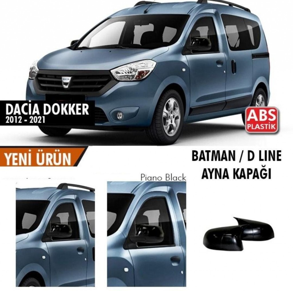 Dacia Dokker Uyumlu (2012-2021) Batman Yarasa Ayna Kapağı (Parlak Siyah)